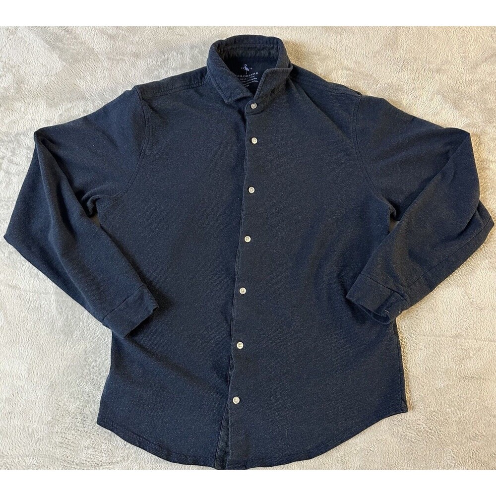 Tailorbyrd Collection Navy Blue Shirt Mens Size Large Long‎ Sleeve Button Down